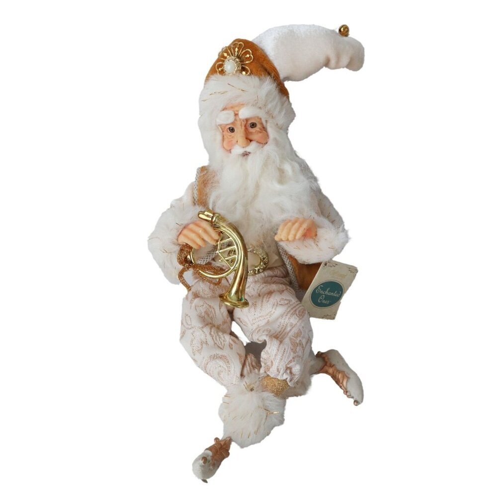 Vintage Santa Claus Figure Table Top Shelf Sitter Father Christmas With Horn